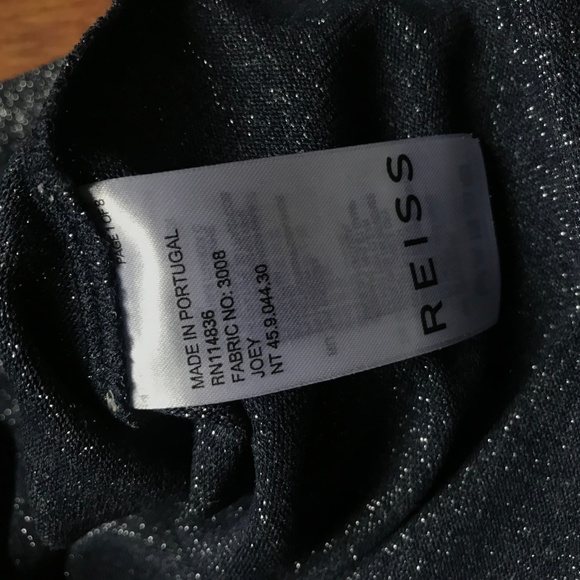 NWT Reiss Joey Metallic Short Sleeve T-Shirt Top Navy - Picture 7 of 10